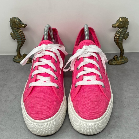 Steve Madden Emmi Canvas Platform Sneakers Shoes Womens Size 10M Bright Pink - Picture 2 of 10
